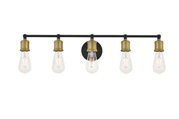 ZC121-LD4028W29BRB - Living District: Serif 5 light brass and black Wall Sconce