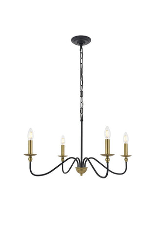 ZC121-LD5006D30BRB - Living District: Rohan 4 light Matte Black and Brass Pendant