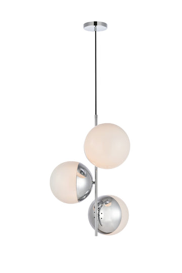 ZC121-LD6124C - Living District: Eclipse 3 Lights Chrome Pendant With Frosted White Glass