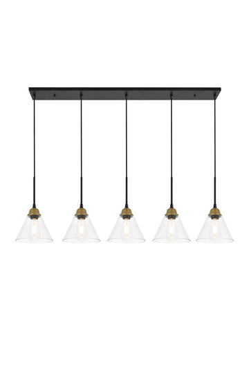 ZC121-LD4017D48BRB - Living District: Histoire 5 light brass and black Pendant