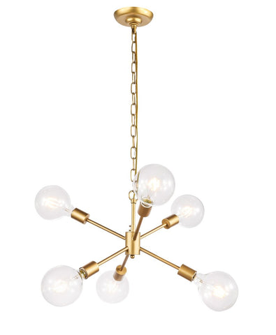 ZC121-LD5034D16BR - Living District: Nolan  6 light Brass pendant