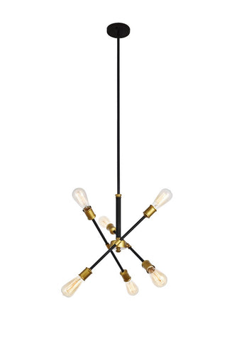 ZC121-LD8015D18BK - Living District: Axel 6 Lights Black Pendant