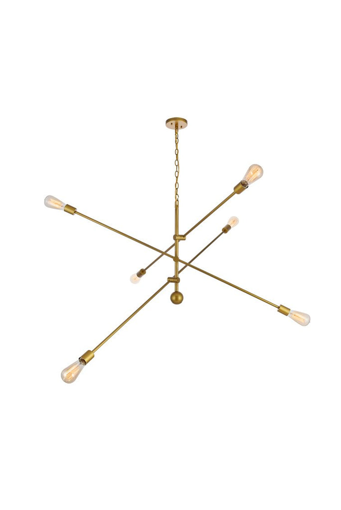 ZC121-LD8014D55BR - Living District: Axel 6 Lights Brass Pendant