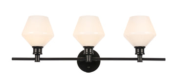 ZC121-LD2317BK - Living District: Gene 3 light Black and Frosted white glass Wall sconce