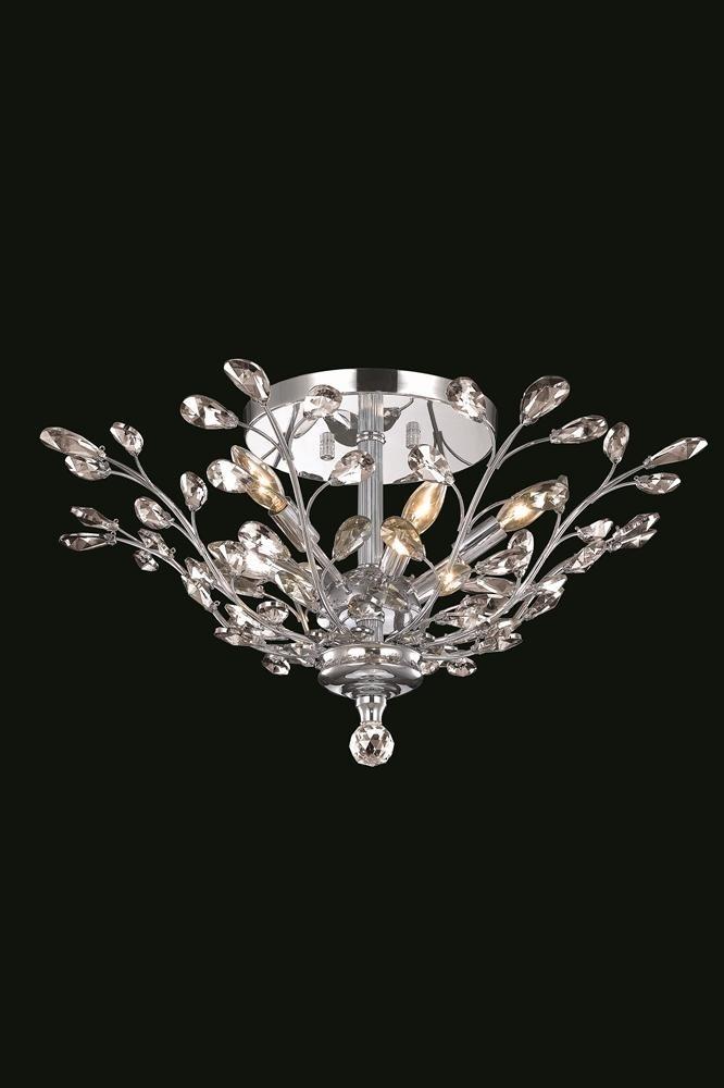 C121-2011F27C/EC - Regency Lighting: Orchid 6 light Chrome Flush Mount Clear Elegant Cut Crystal