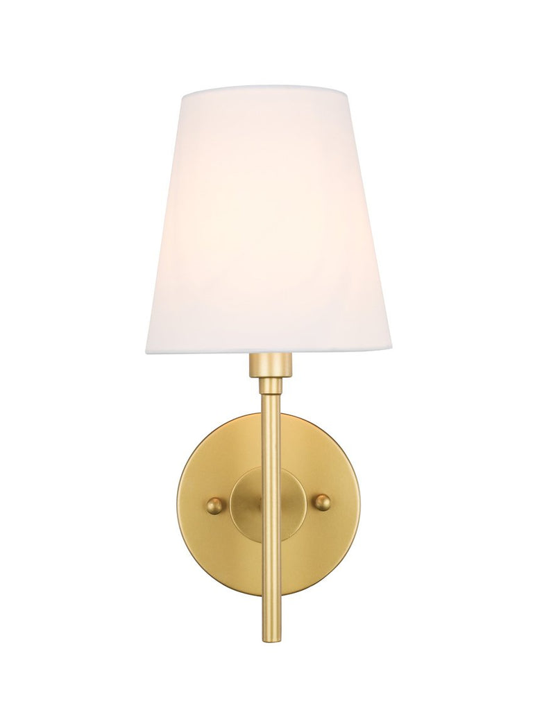 ZC121-LD6185BR - Living District: Cason 1 light Brass amd White shade wall sconce