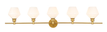 ZC121-LD2325BR - Living District: Gene 5 light Brass and Frosted white glass Wall sconce