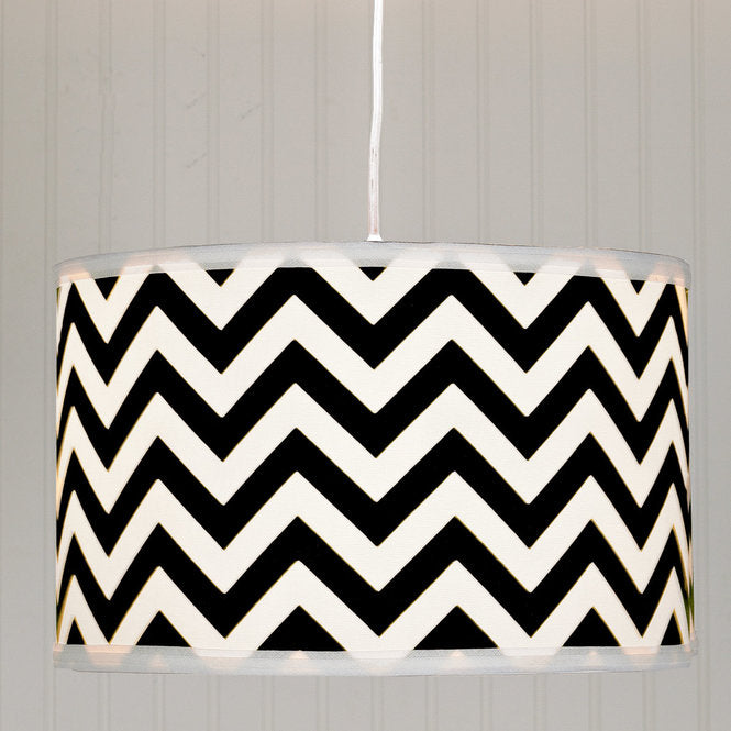 Chevron Fabric Drum Shade Pendant - F100-522