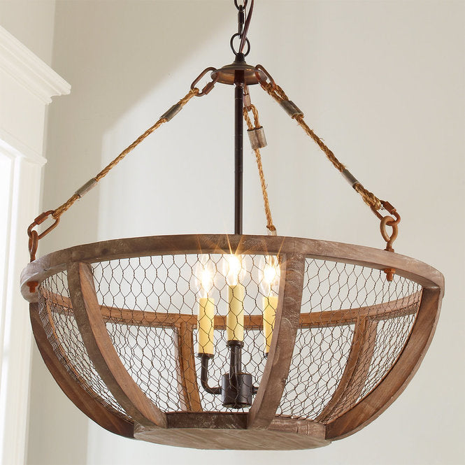 Chicken Wire Basket Chandelier Small - F100-509