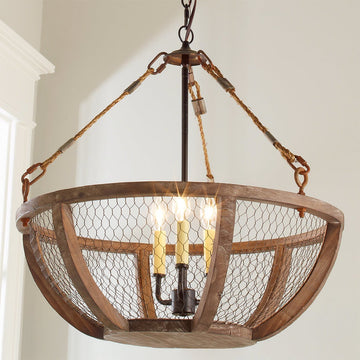 Chicken Wire Basket Chandelier Small - F100-509