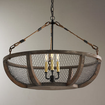 Chicken Wire Basket Chandelier - F100-455
