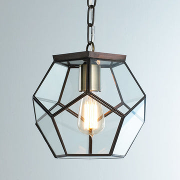 Clear Glass Prism Pentagon Pendant Light - F100-247