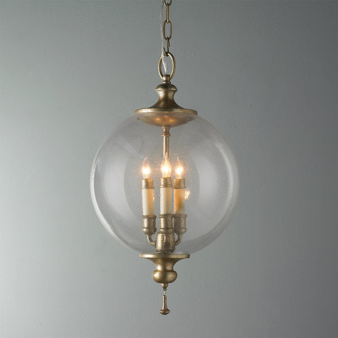 Clear Seeded Glass Globe Pendant - F100-267