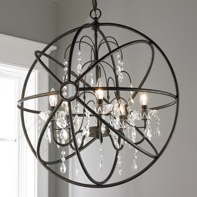 Crystal And Metal Orb Chandelier - F100-231