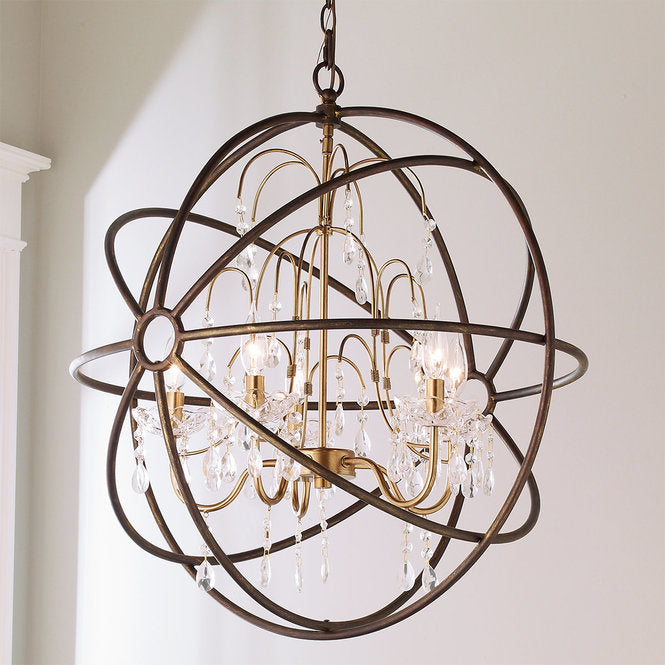 Crystal And Metal Orb Chandelier - F100-232