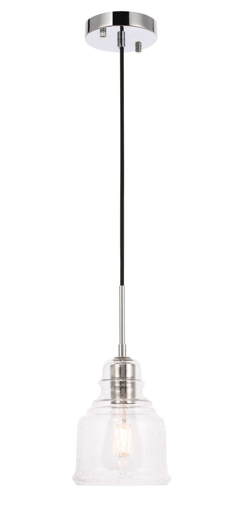 ZC121-LD6196C - Living District: Pierce 1 light Chrome and Clear seeded glass pendant