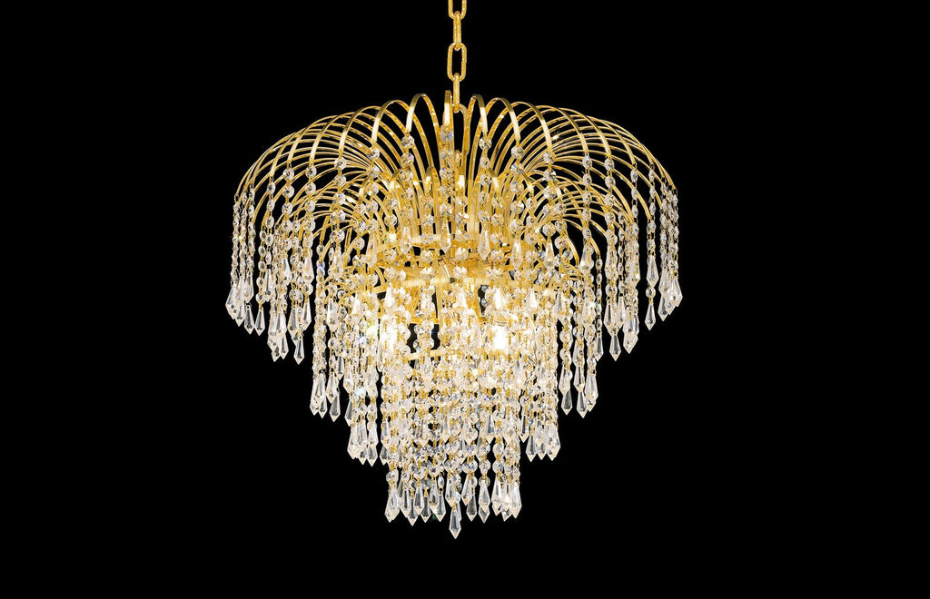 C121-6801D21G/EC - Regency Lighting: Falls 6 light Gold Chandelier Clear Elegant Cut Crystal