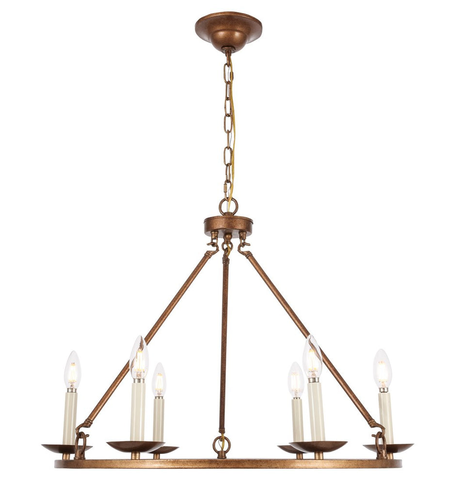 ZC121-LD6010D26G - Living District: Maine 6 light Vintage Gold chandelier