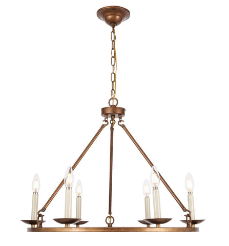 ZC121-LD6010D26G - Living District: Maine 6 light Vintage Gold chandelier