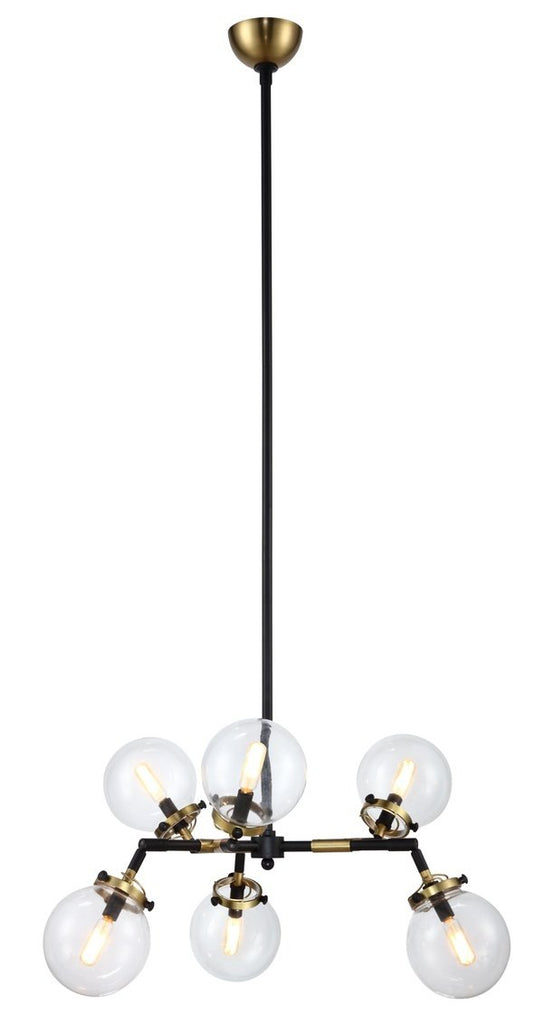 ZC121-1507G36BB - Urban Classic: Leda 6 light Burnished Brass&Flat Black Chandelier