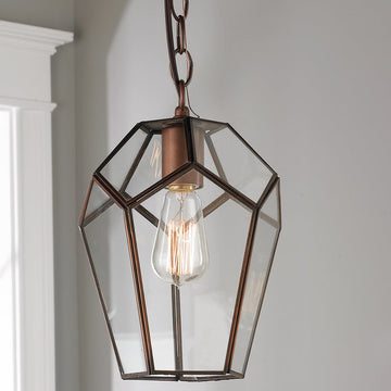 Darkened Copper Geometric Pendant - F100-487