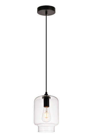 ZC121-LDPD2116 - Living District: Placido Collection Pendant D6.7 H9.2 Lt:1 Black and Clear Finish