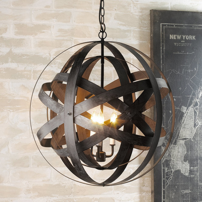 Double Metal Strap Globe Lantern - F100-253
