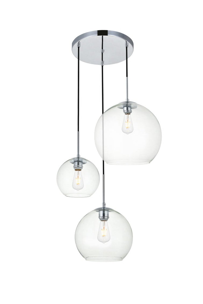 ZC121-LD2218C - Living District: Baxter 3 Lights Chrome Pendant With Clear Glass