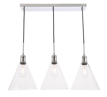 ZC121-LD6232C - Living District: Hugh 3 light Chrome and Clear glass pendant
