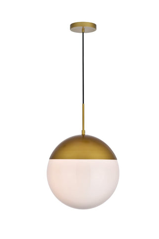 ZC121-LD6048BR - Living District: Eclipse 1 Light Brass Pendant With Frosted White Glass