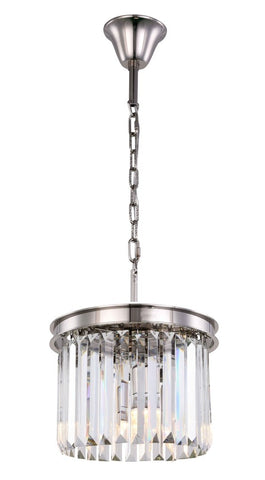 ZC121-1238D12PN/RC - Urban Classic: Sydney 3 light Polished nickel Pendant Clear Royal Cut Crystal