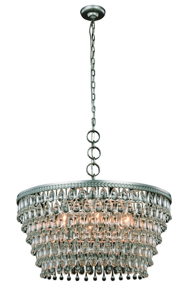 ZC121-1219D28AS/RC - Urban Classic: Nordic 6 light Antique Silver Chandelier Clear Royal Cut Crystal