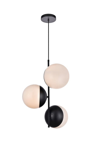 ZC121-LD6122BK - Living District: Eclipse 3 Lights Black Pendant With Frosted White Glass