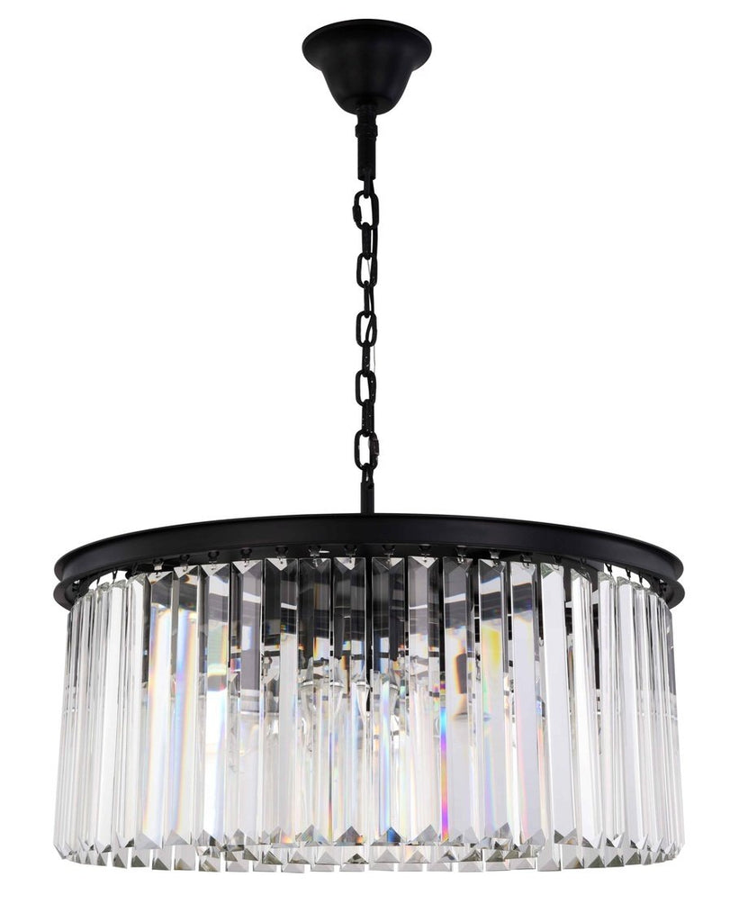 ZC121-1238D31MB/RC - Urban Classic: Sydney 8 light Matte Black Chandelier Clear Royal Cut Crystal