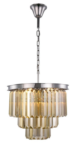 ZC121-1231D20PN-GT/RC - Urban Classic: Sydney 9 light Polished nickel Chandelier Golden Teak (Smoky) Royal Cut Crystal