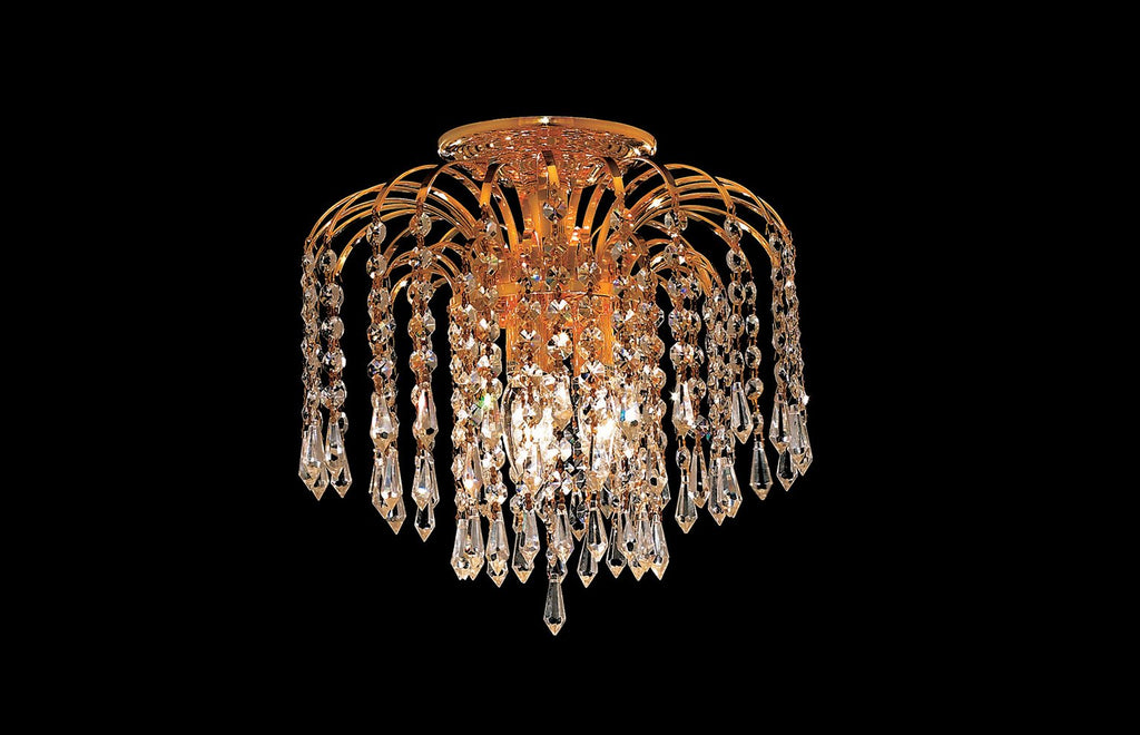 C121-6801F12G/RC - Regency Lighting: Falls 3 light Gold Flush Mount Clear Royal Cut Crystal