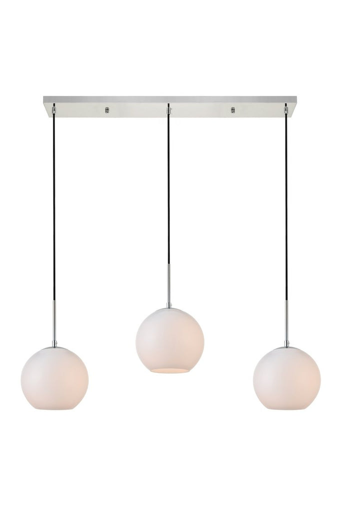 ZC121-LD2237C - Living District: Baxter 3 Lights Chrome Pendant With Frosted White Glass