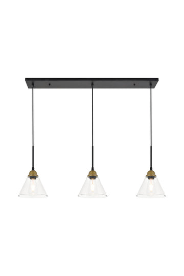 ZC121-LD4017D40BRB - Living District: Histoire 3 light brass and black Pendant