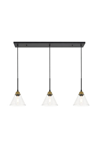 ZC121-LD4017D40BRB - Living District: Histoire 3 light brass and black Pendant