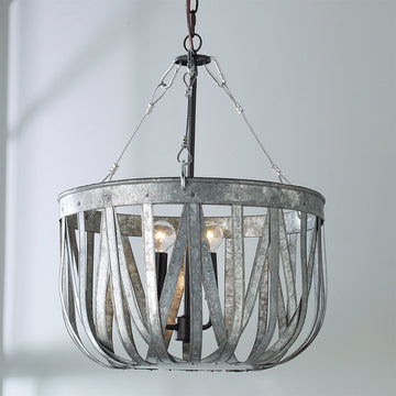 Galvanized Metal Basket Chandelier - F100-285