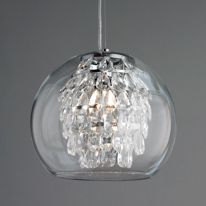 Glass Globe And Crystal Pendant Light - F100-170