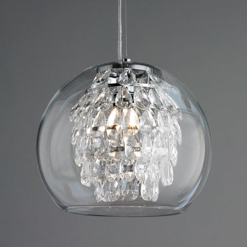 Glass Globe And Crystal Pendant Light - F100-170