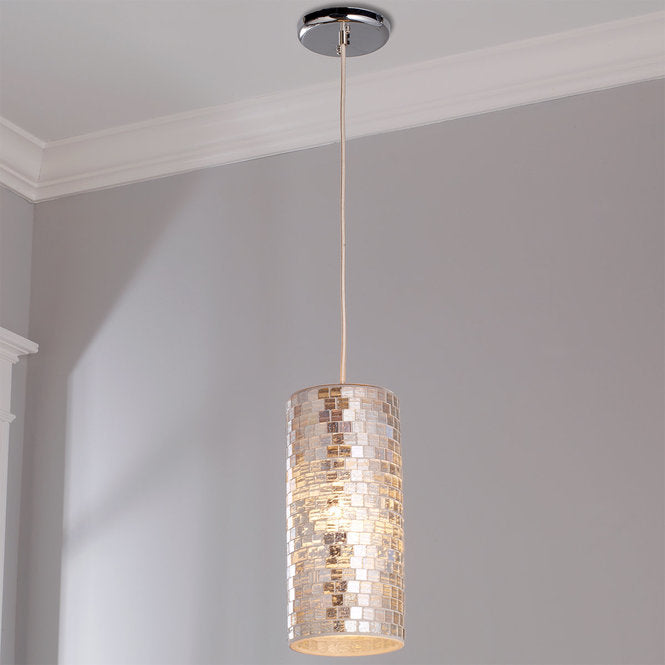 Glass Mosaic Cylinder Pendant - F100-533