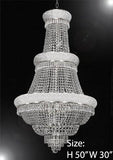 Empire Chandelier Lighting W/ Swarovski Crystal 30"X50" - Perfect For An Entryway Or Foyer - A500-Silver/448/21Sw