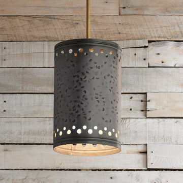 Hammered Copper Cylinder Pendant Light - F100-465