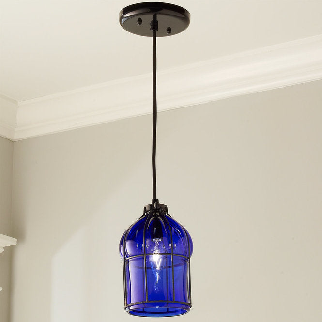 Hand Blown Glass Cage Pendant - F100-418