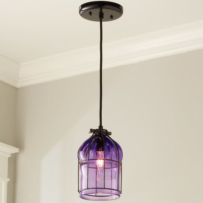 Hand Blown Glass Cage Pendant - F100-421