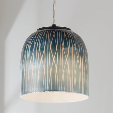 Iridescent Etched Glass Pendant - F100-289