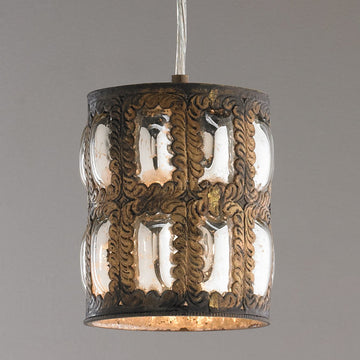 Iron Pane Mercury Glass Pendant - F100-417