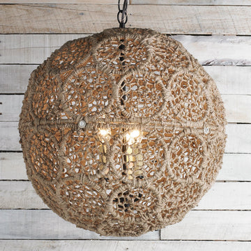 Macrame Jute Sphere Pendant Large - F100-230